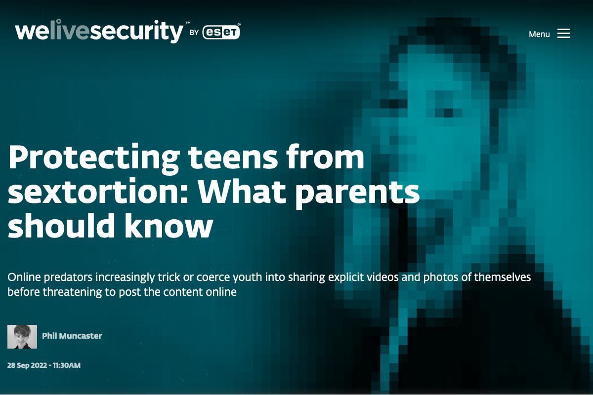 Protecting teens from sextortion: What parents should know｜WeLiveSecurity