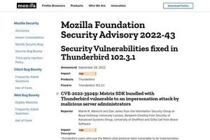 Thunderbirdに重要な脆弱性、アップデートを
