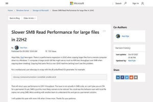 Windows 11 22H2、Sambaによる大きなファイルのコピー性能が大幅に低下