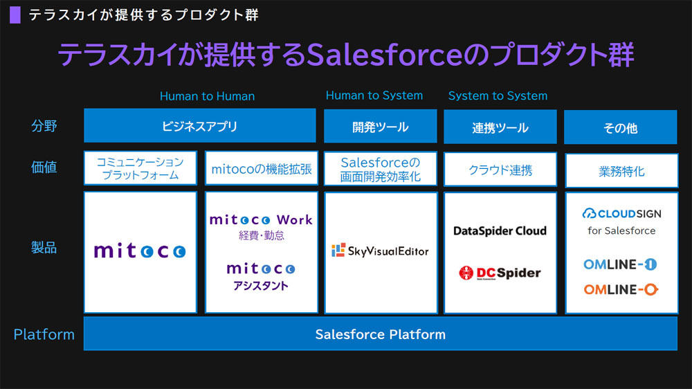 テラスカイの製品ポートフォリオ