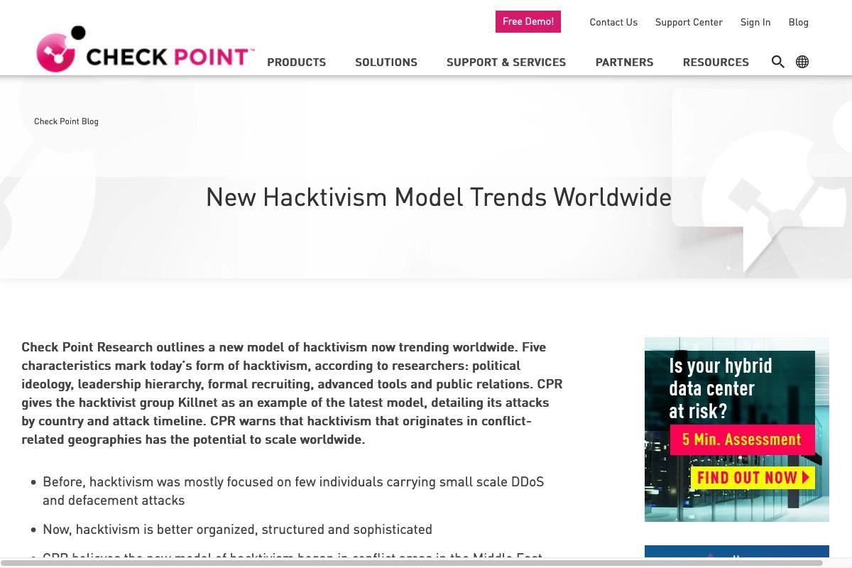 New Hacktivism Model Trends Worldwide - Check Point Software