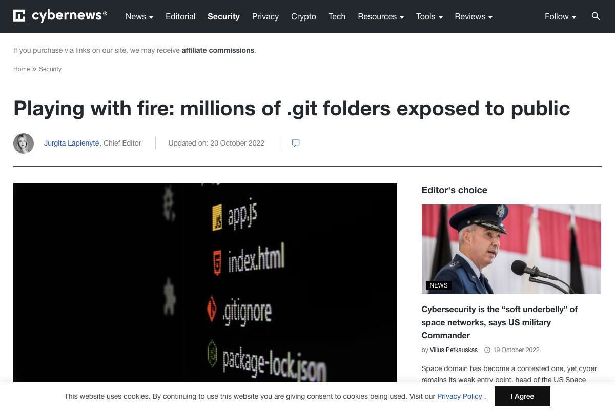 Millions of .git folders exposed to public｜Cybernews