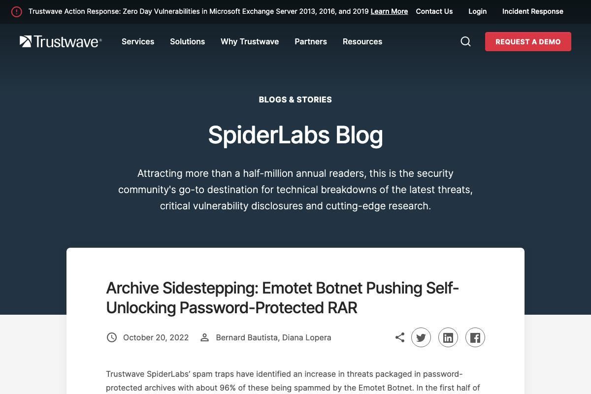 Archive Sidestepping: Emotet Botnet Pushing Self-Unlocking Password-Protected RAR｜Trustwave