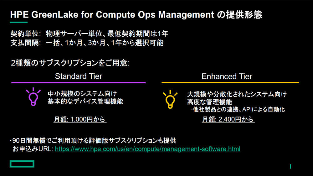 HPE GreenLake for Compute Ops Managementの提供形態