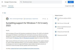 Google Chrome、Windows 7とWindows 8.1のサポート終了を発表