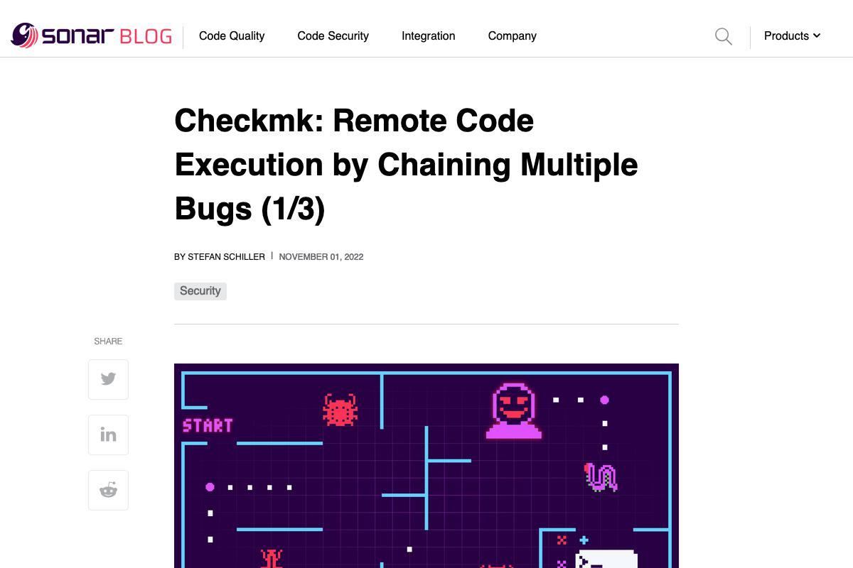 Checkmk: Remote Code Execution by Chaining Multiple Bugs (1/3)