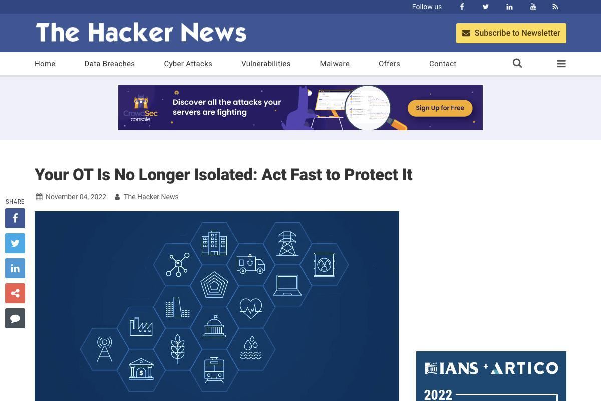 Your OT Is No Longer Isolated: Act Fast to Protect It