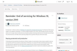 Windows 10, version 21H1、12月13日でサポート終了