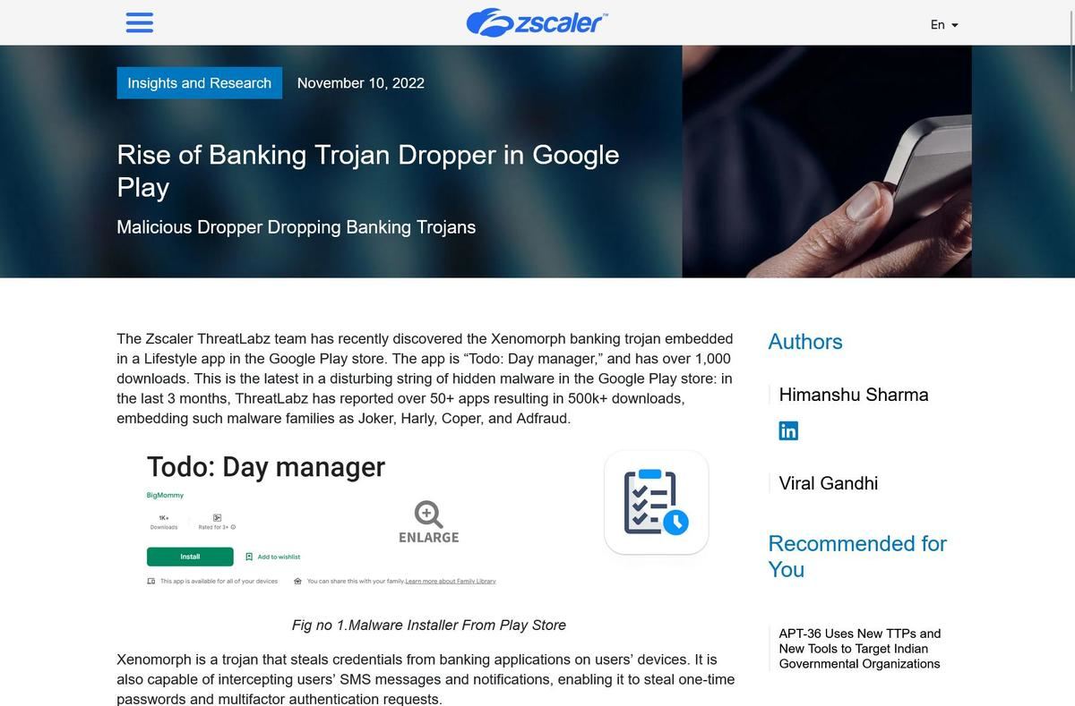 Rise of Banking Trojan Dropper in Google Play｜Zscaler