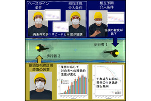 すれ違う2人の歩行者では相互に動きを読み合う運動協調が生じる、京工繊などが確認