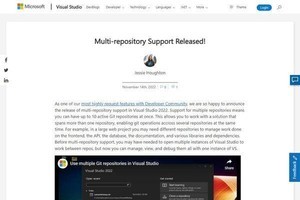 Visual Studio 2022、Gitリポジトリ10個まで同時使用に対応
