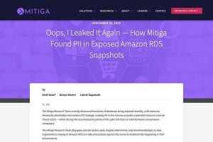 Amazon RDSの上の数百のデータベースが個人識別情報を漏洩