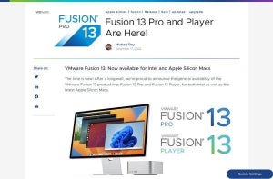 VMware Fusion 13登場、Windows 11のサポートを強化