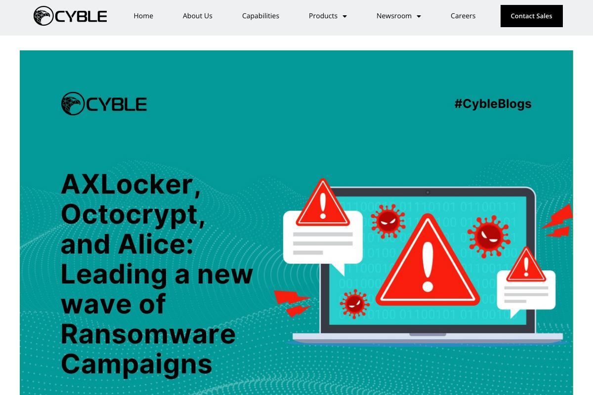 Cyble — AXLocker、Octocrypt、and Alice: Leading a new wave of Ransomware Campaigns