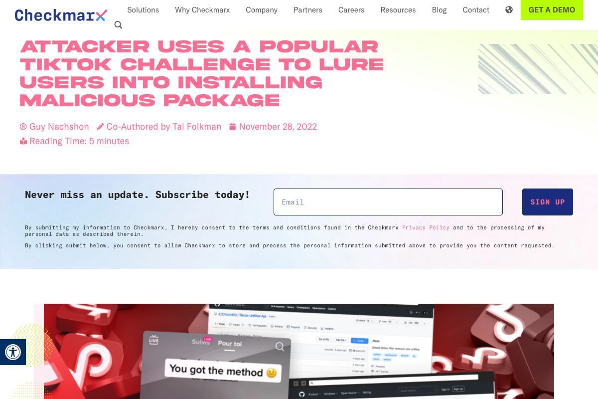 Attacker Uses a Popular TikTok Challenge to Lure Users Into Installing Malicious Package｜Checkmarx.com