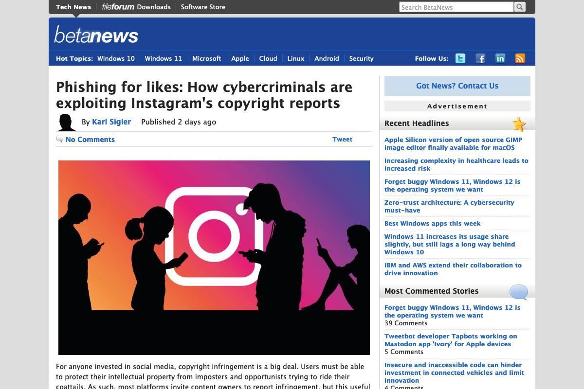   Phishing for likes: How cybercriminals are exploiting Instagram's copyright reports