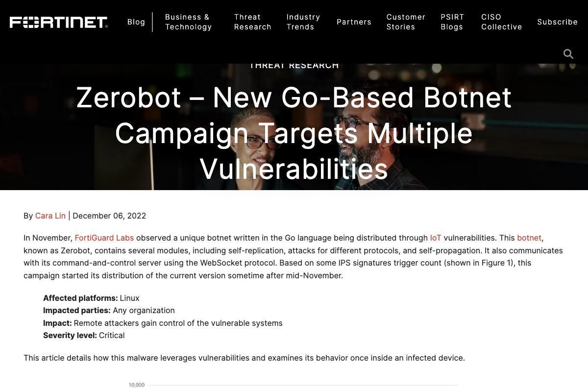 Zerobot – New Go-Based Botnet Campaign Targets Multiple Vulnerabilities｜FortiGuard Labs