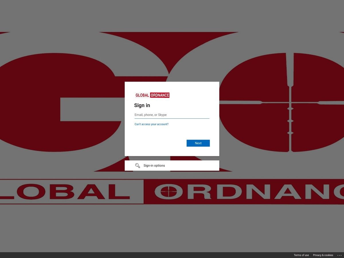 TAG-53 Global Ordnance spoofed sign-in page