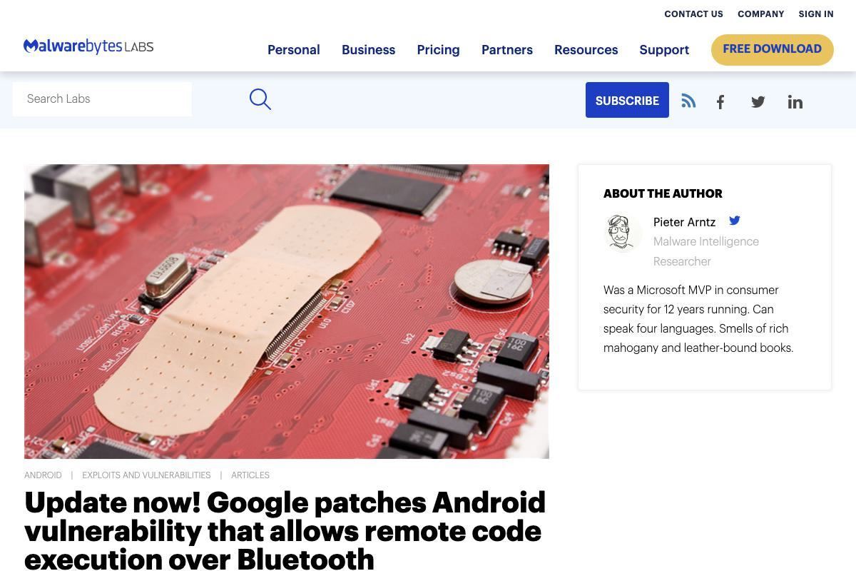 Update now! Google patches Android vulnerability that allows remote code execution over Bluetooth