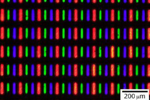 シャープなど、Cdフリー量子ドットで発光とRGB画素のパターニングに成功