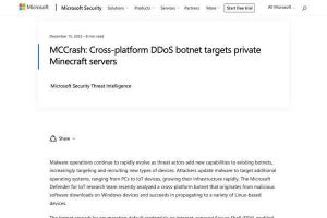 Minecraftサーバ狙う分散型サービス拒否攻撃(DDoS)ボットネットに注意、Microsoft喚起