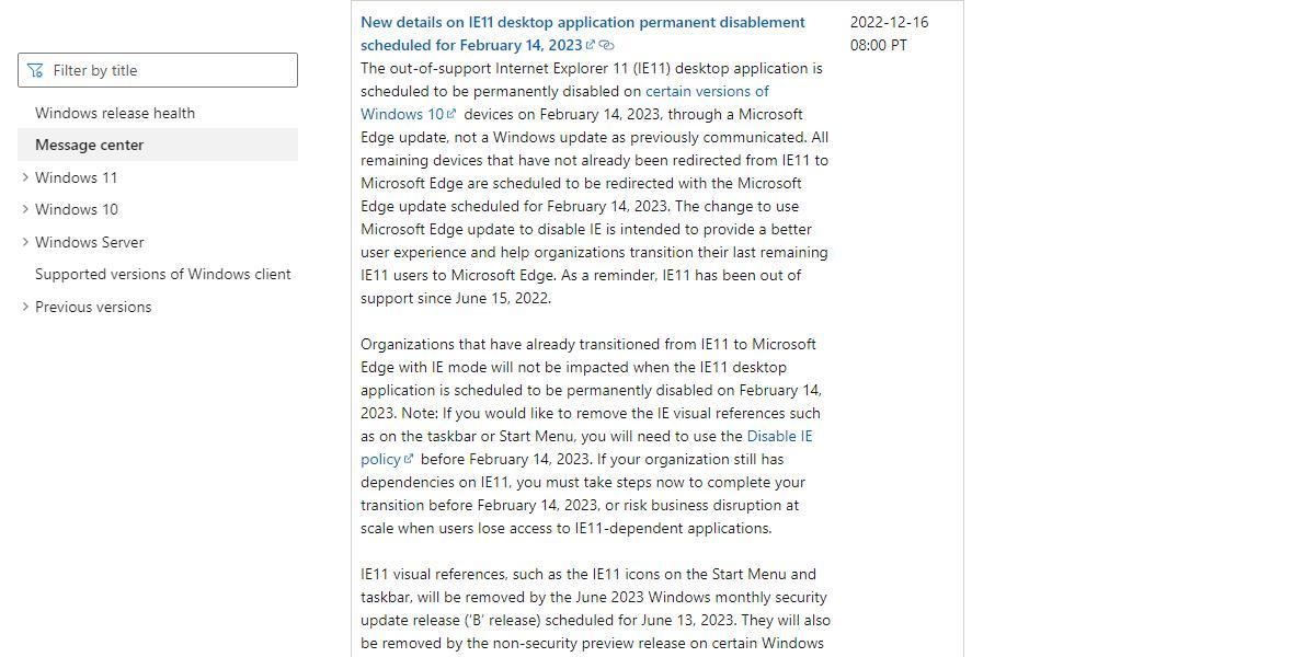 Windows message center｜Microsoft Learn