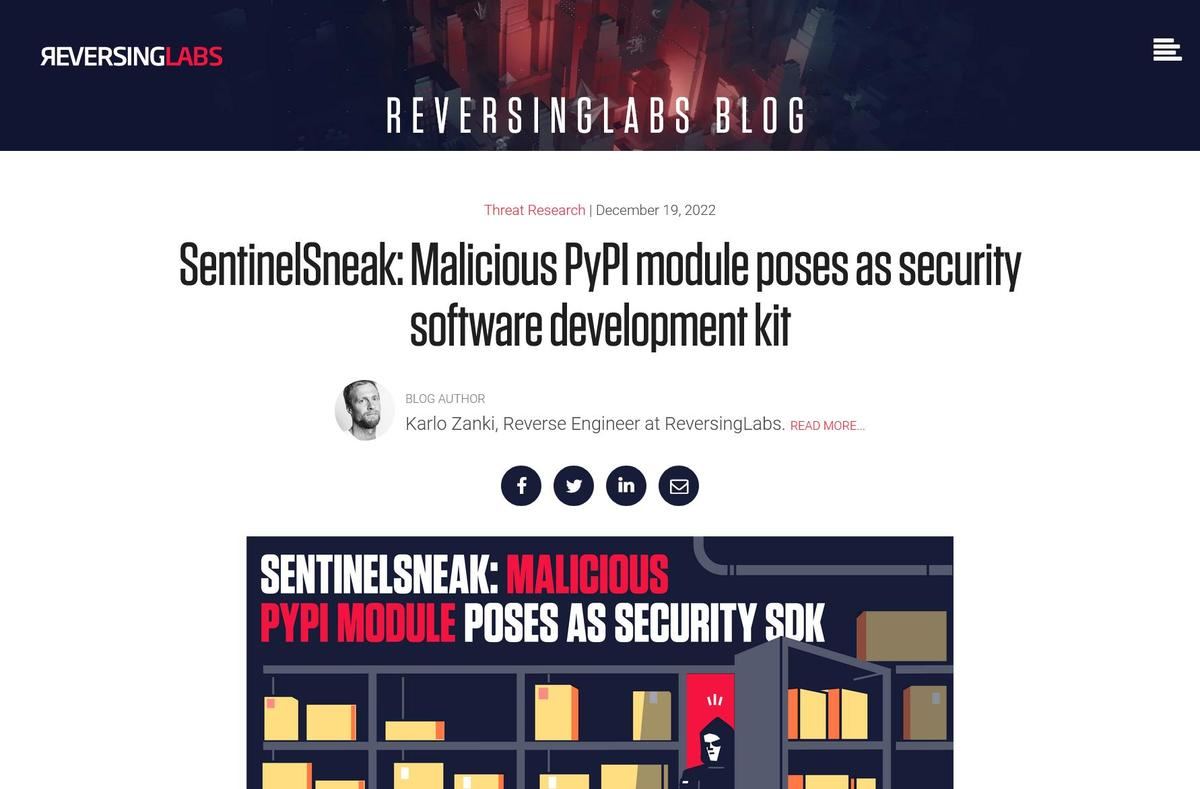 SentinelSneak: Malicious PyPI module poses as security software development kit