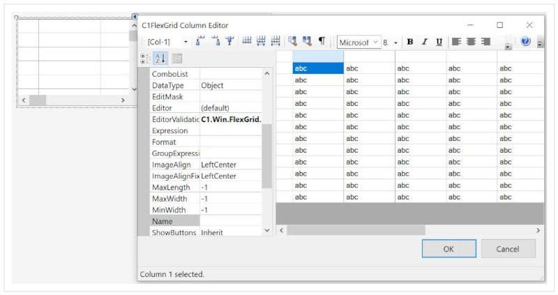 「FlexGrid」の列エディタ (同社資料より)