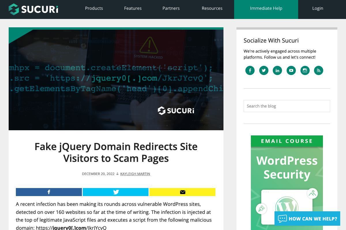 Fake jQuery Domain Redirects Site Visitors to Scam Pages