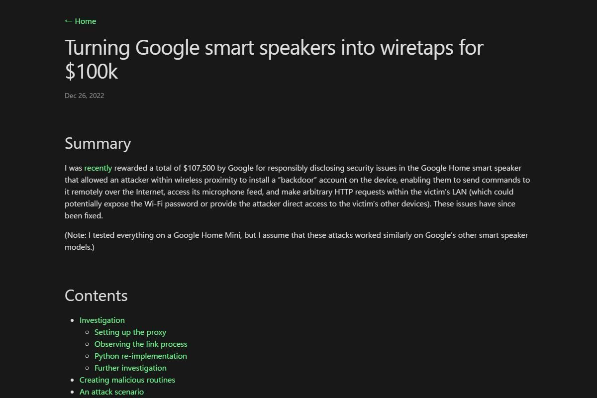 Turning Google smart speakers into wiretaps for $100k