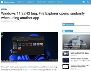 Windows 11 22H2でエクスプローラーがランダムにポップアップする問題