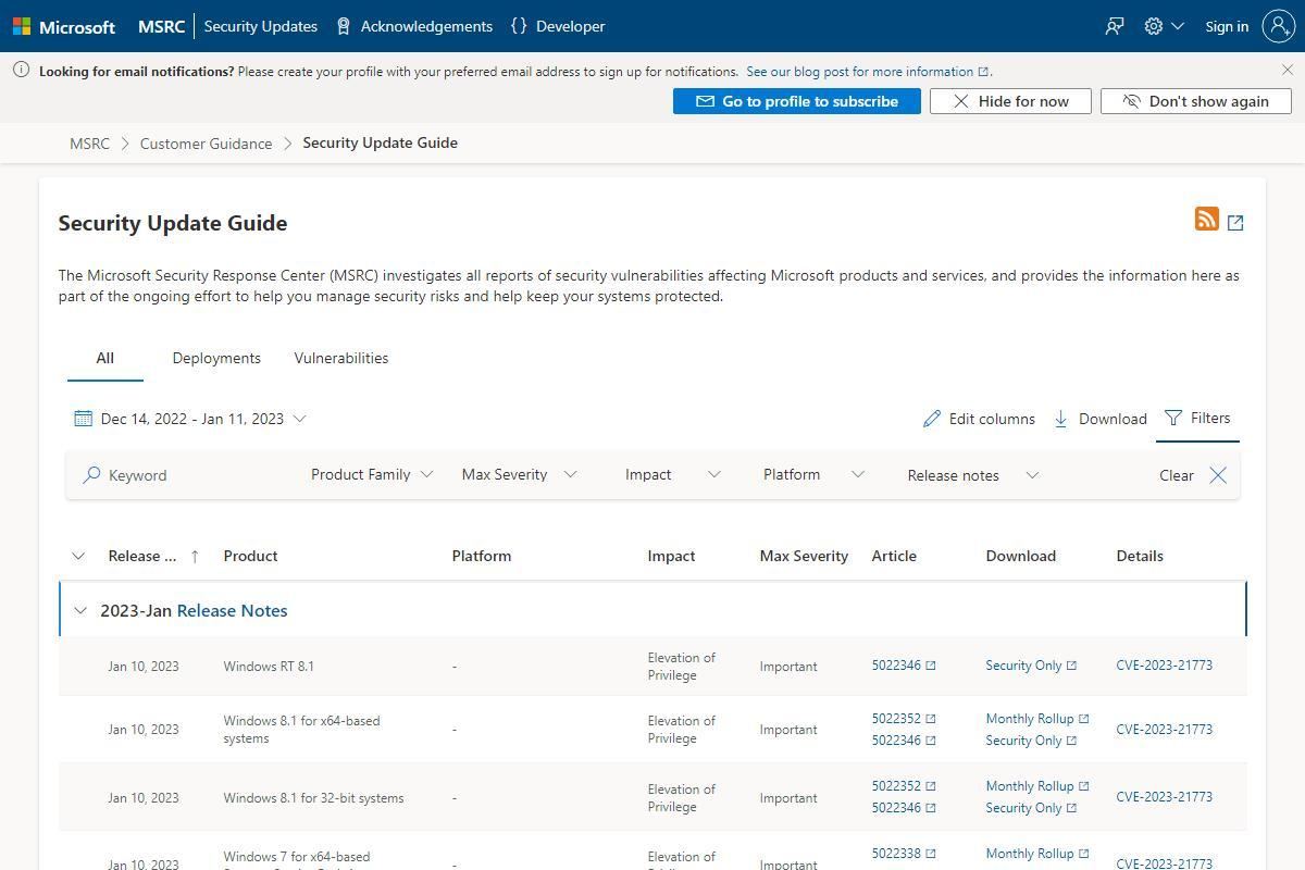 Security Update Guide - Microsoft