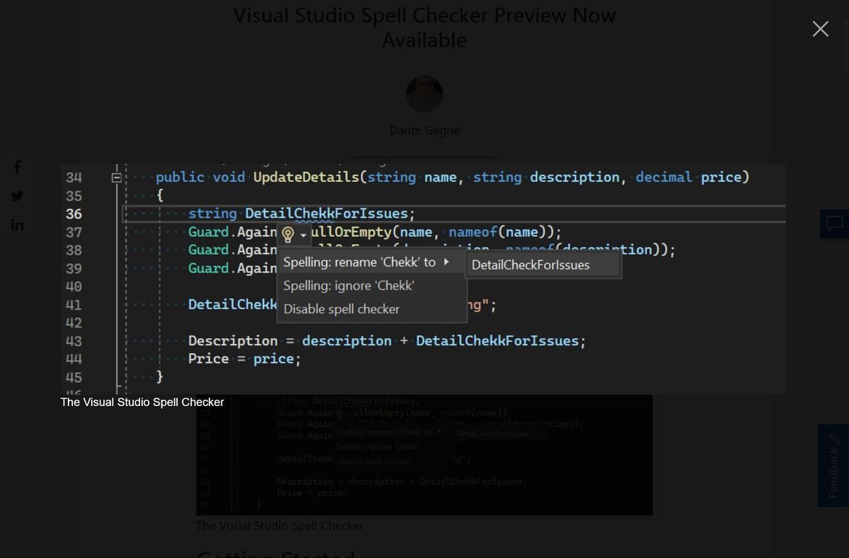 Visual Studio Spell Checker Preview Now Available - Visual Studio Blog