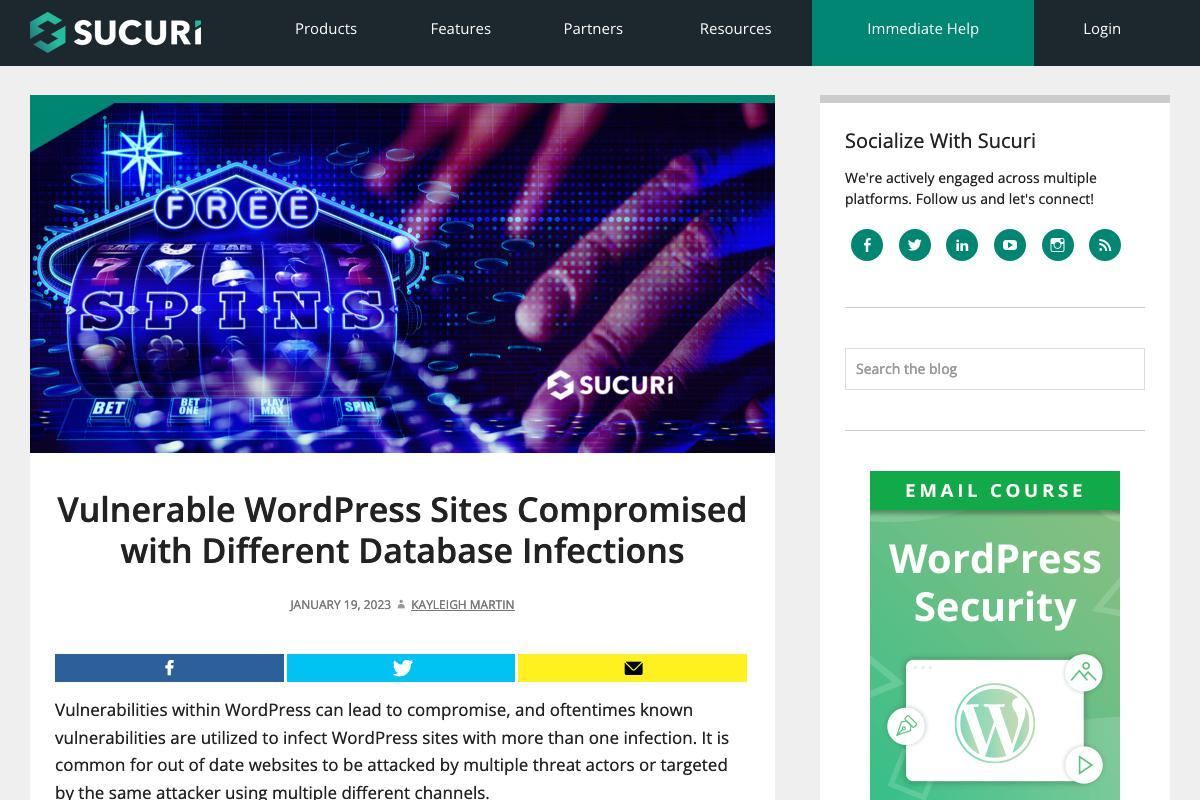 Vulnerable WordPress Sites Compromised with Different Database Infections