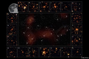 すばる望遠鏡、55億光年先の宇宙で最大級サイズの巨大超銀河団を発見