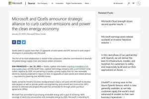 Microsoftが韓国の太陽光発電メーカーと提携、再生可能エネルギー提供