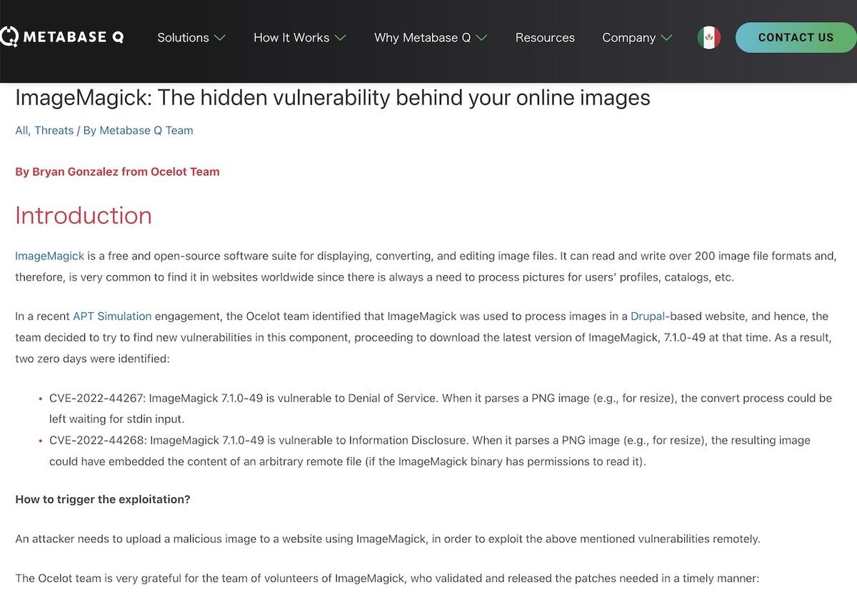 ImageMagick: The hidden vulnerability behind your online images - Metabase Q