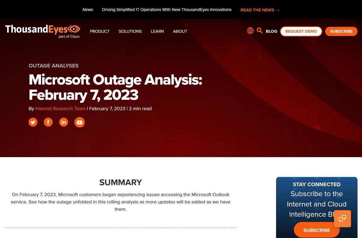 Microsoft Outage Analysis: February 7、2023