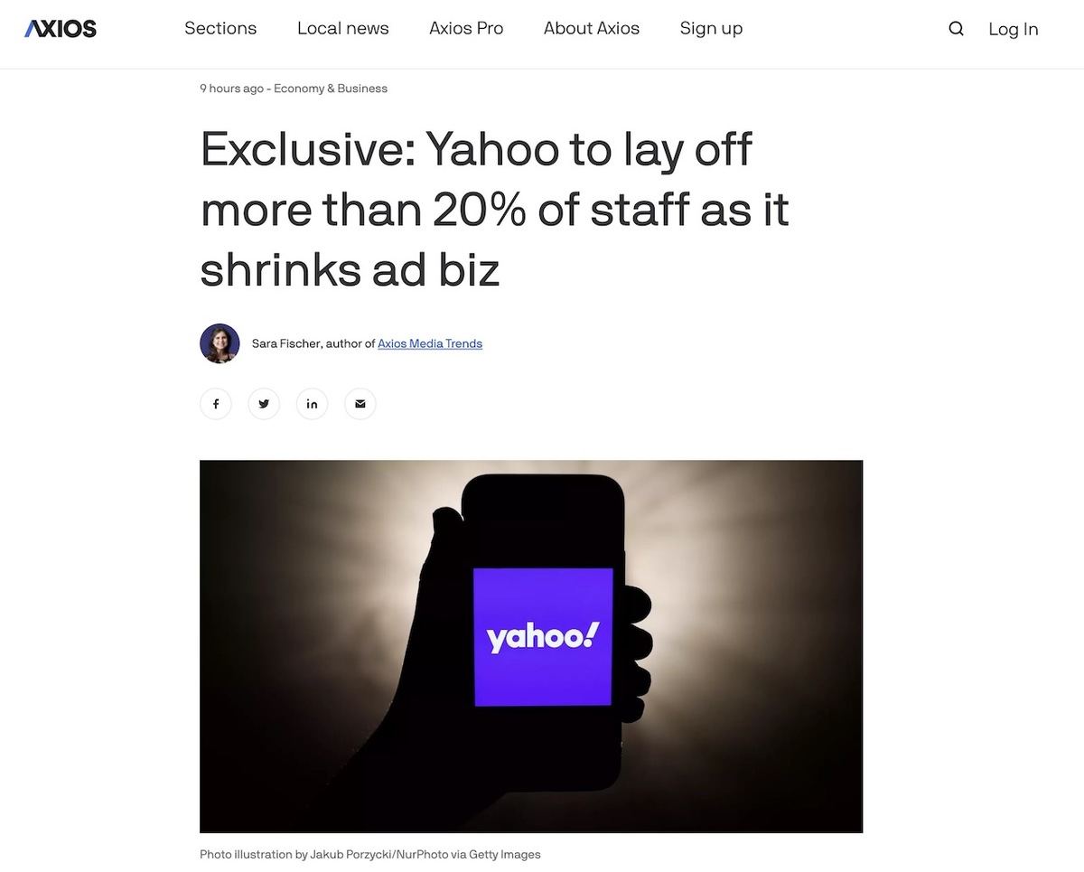 Exclusive: Yahoo to lay off more than 20% of staff as it shrinks ad biz