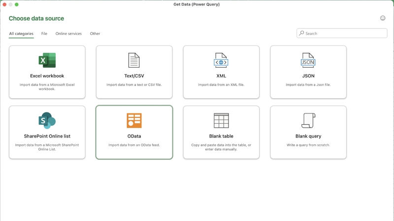 macOS版Excelのデータインポートメニュー(公式ブログより)