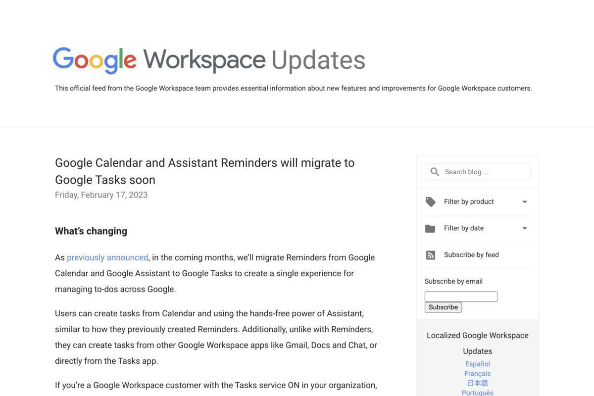 個人のユーザには、2023年3月6日以降に移行を促すプロンプトが表示される（引用: Google Workspace Updates