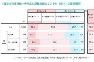 はたらき方の多様化に「課題を感じている」企業は72% - パーソル調査