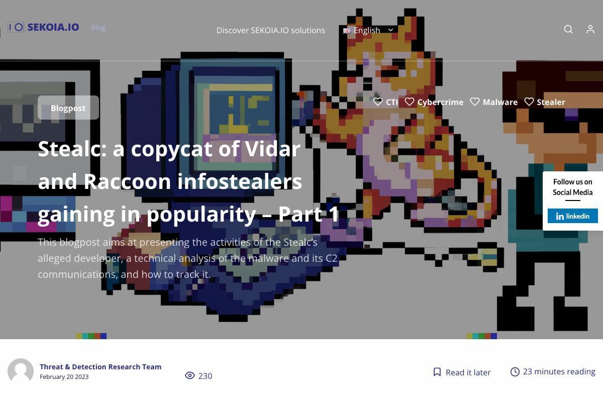 Stealc: a copycat of Vidar and Raccoon infostealers gaining in popularity - Part 1