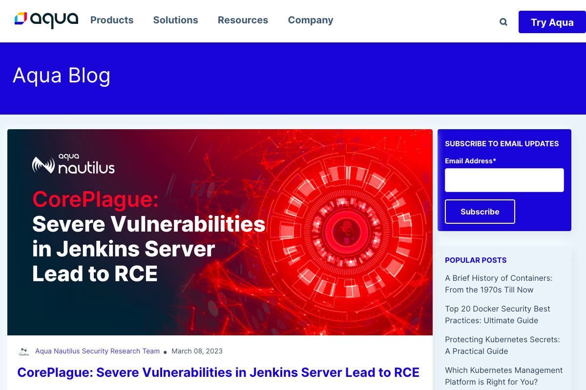 CorePlague: Severe Vulnerabilities in Jenkins Server Lead to RCE