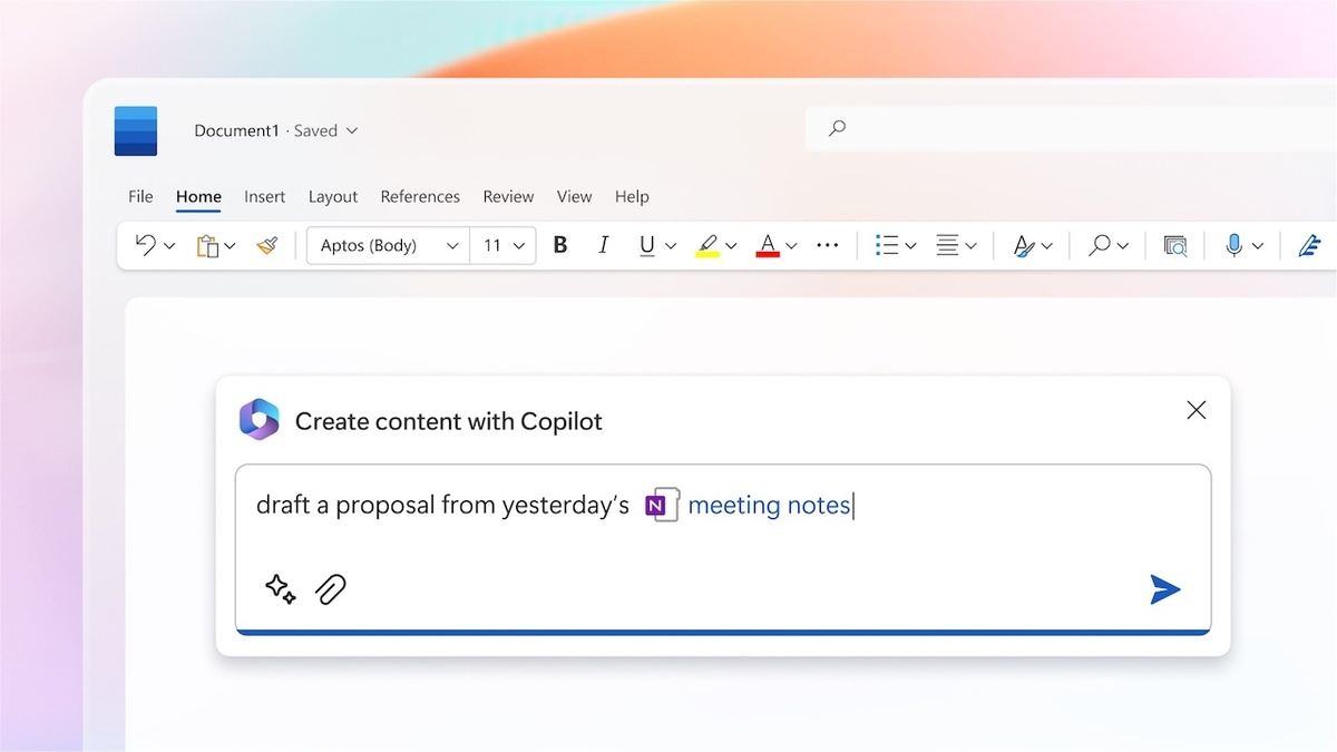 Microsoft 365アプリに統合されたAIツール「Microsoft 365 Copilot」」を発表