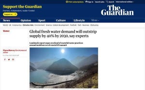 2030年までに水需要が供給を40%上回り、世界が水危機に直面 - Guardian