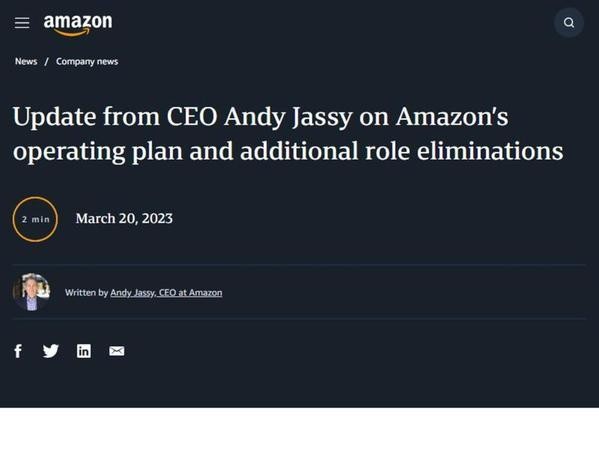Update from CEO Andy Jassy on Amazon’s operating plan and more role eliminations