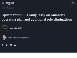 Amazon、追加で約9,000人の解雇を発表 - 合計2万7000人削減へ