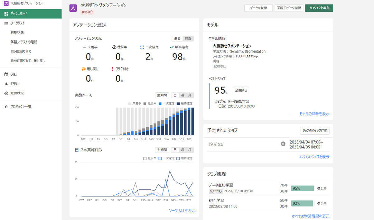 「プロジェクト管理ツール」の画面の例