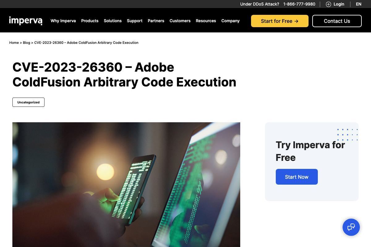 CVE-2023-26360 - Adobe ColdFusion Arbitrary Code Execution｜Imperva